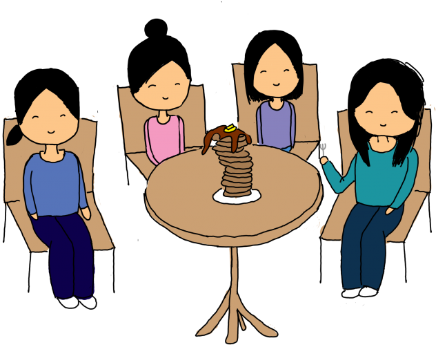 Cat's Out Of The Bag - Four Sisters Cartoon (900x675), Png Download