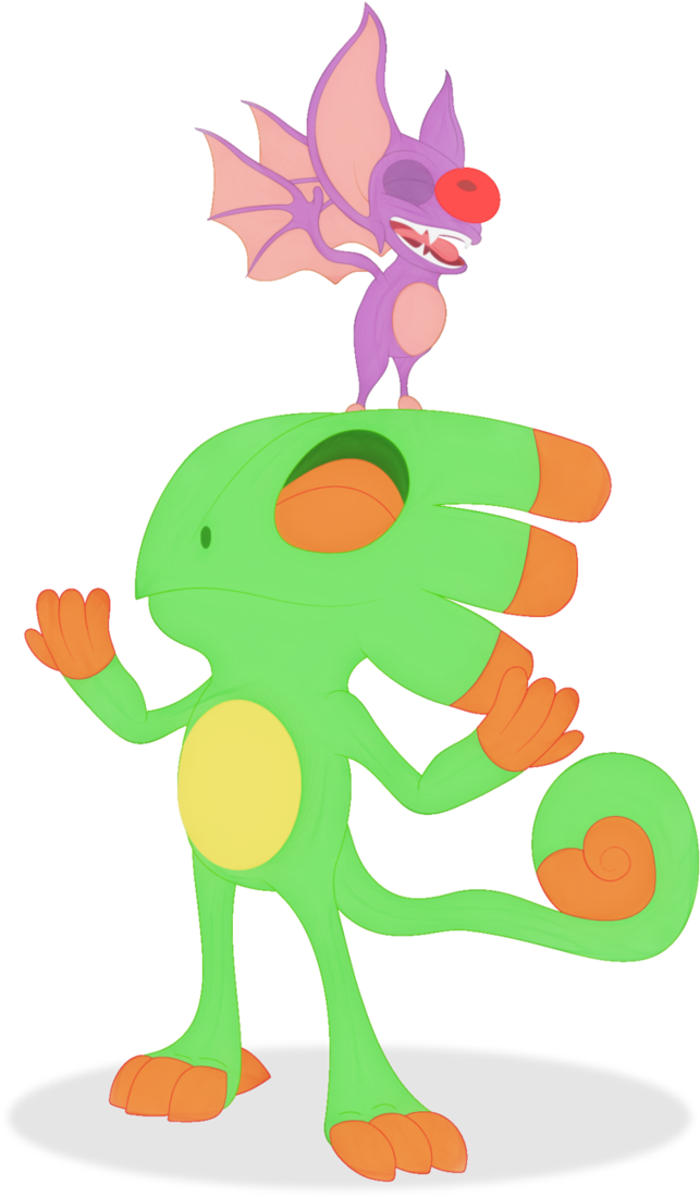 Yooka Laylee Banjo Kazooie Green Plant Clip Art Cartoon - Yooka-laylee (680x1175), Png Download