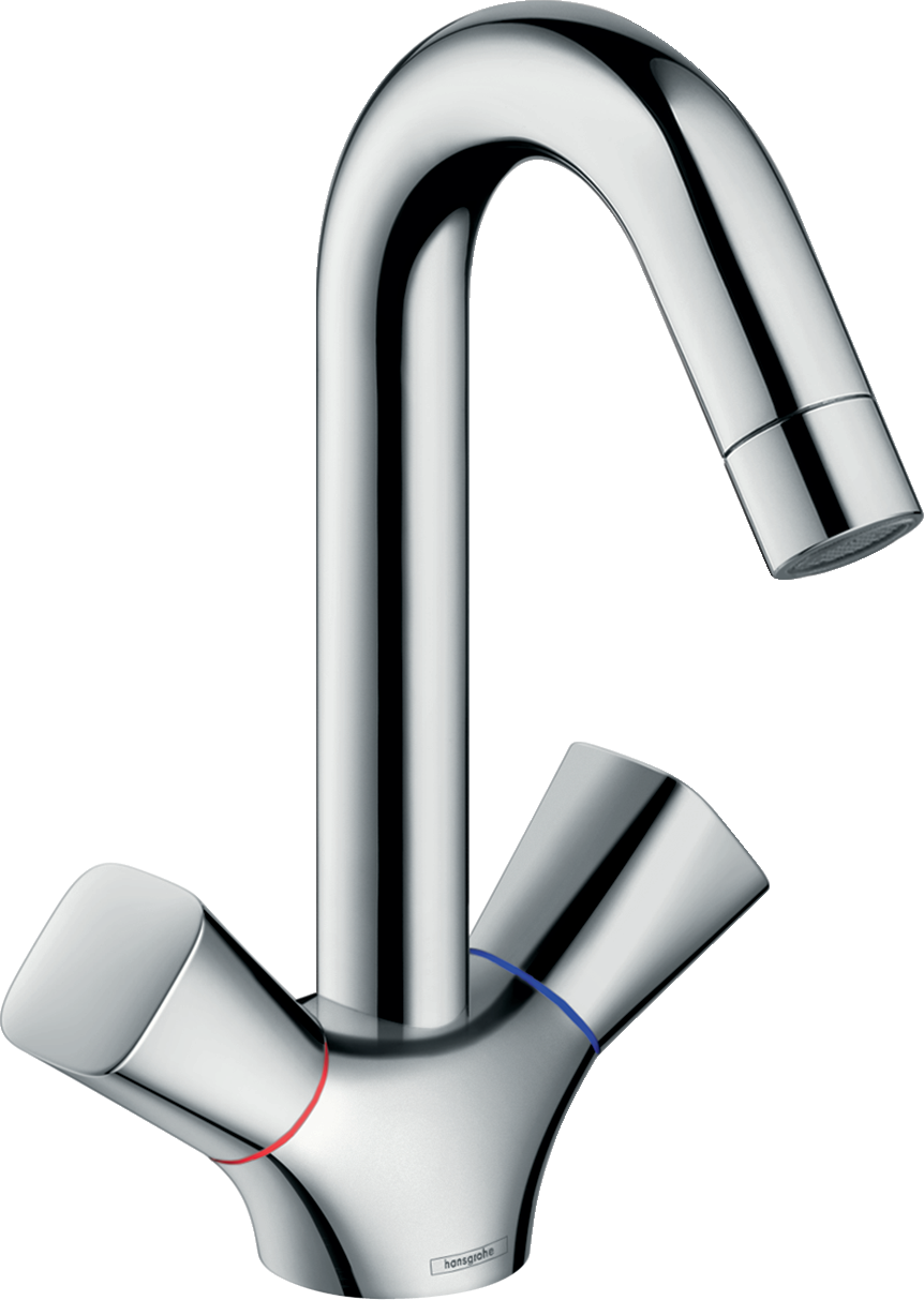Logis Single Hole Faucet 150 With Swivel Spout And - Hansgrohe Logis Faucet Double Handle With Drain Assembly (862x1213), Png Download