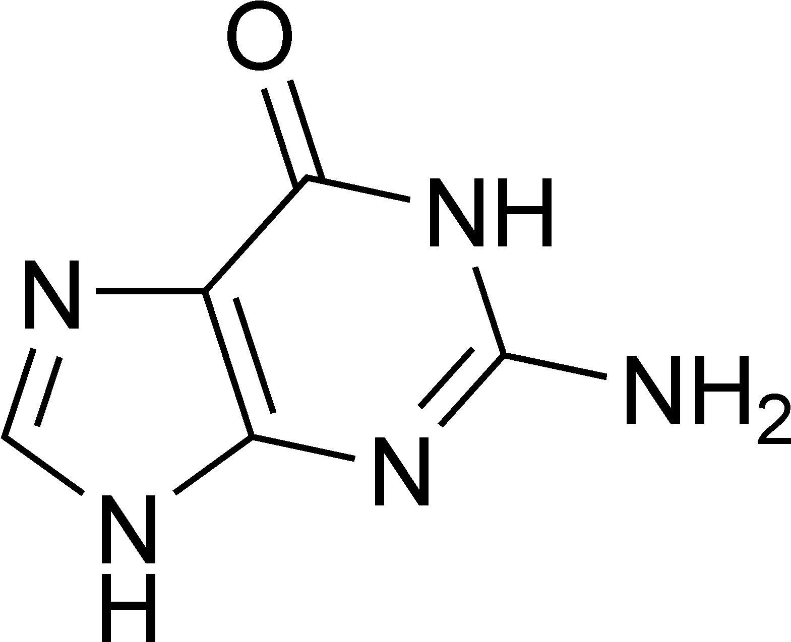 Guanine Chemical Structure - 1 Amino 1 2 3 Triazole (1724x1429), Png Download