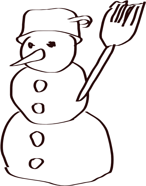Snowman Sketch Clipart Png (600x600), Png Download