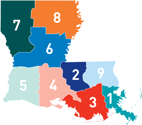 Lern-regions Map - Region 8 Louisiana (600x500), Png Download