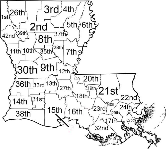 Louisiana Judicial Districts Map - Lasalle Parish (666x599), Png Download