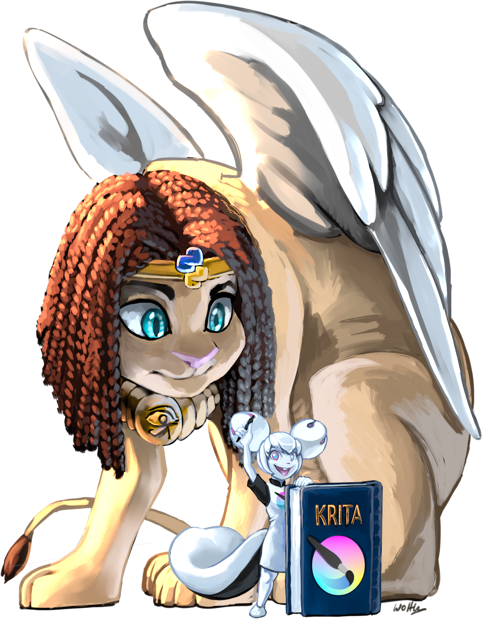 Kiki, The Krita Mascot, Is On The Foreground, Leaning - Krita (1024x1266), Png Download