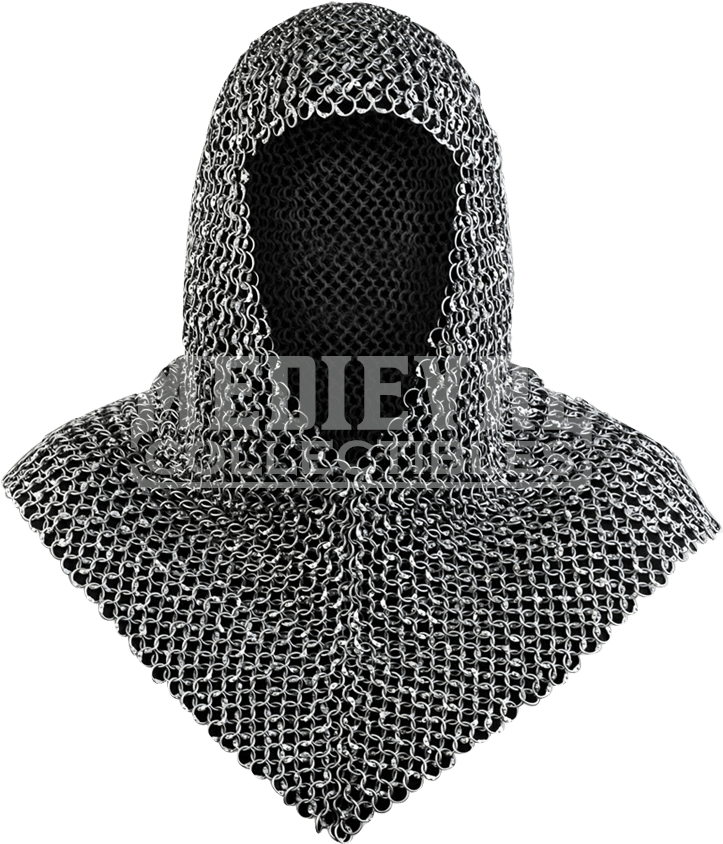 Richard Riveted Oiled Chainmail Coif - "richard Riveted Blackened Chainmail Coif" (850x850), Png Download