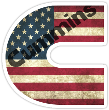 "cummins American Flag" Stickers By Robjohnsilvers - Cummins American Flag Decal (375x360), Png Download