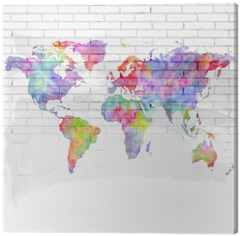 Watercolor World Map On A Brick Wall Canvas Print • - Long Distance Sad Quotes (400x400), Png Download