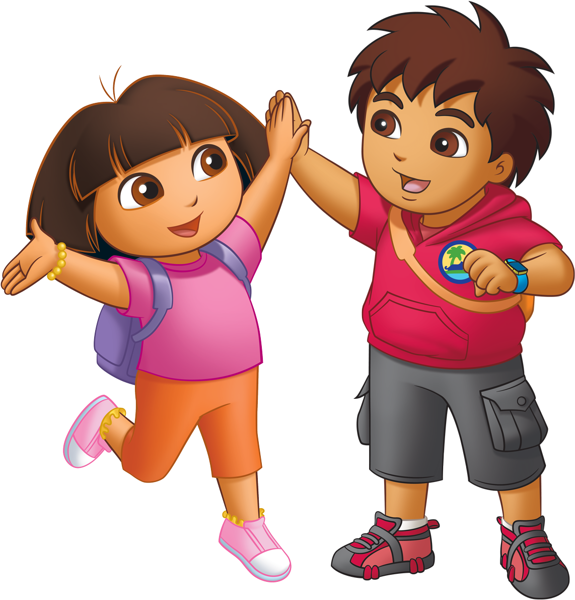 Dora Diego High-five - Dora The Explorer And Go Diego Go (1302x1280), Png Download