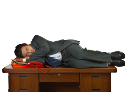 Only Lazy People Work - Man Sleeping On Desk (630x315), Png Download