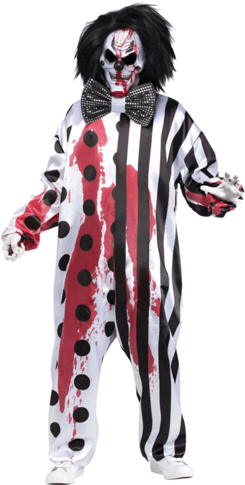 Adult Bleeding Killer Clown Costume - Killer Clowns Halloween Costumes (600x951), Png Download