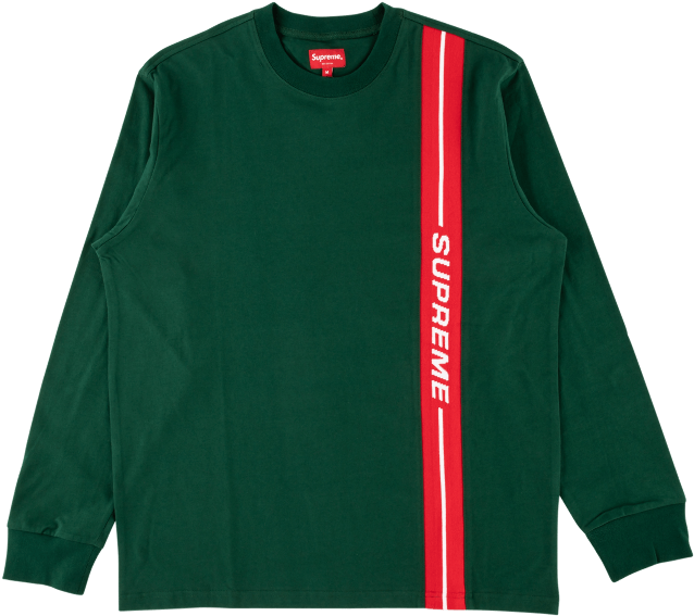 Supreme Vertical Logo Stripe L/s Top (1000x600), Png Download