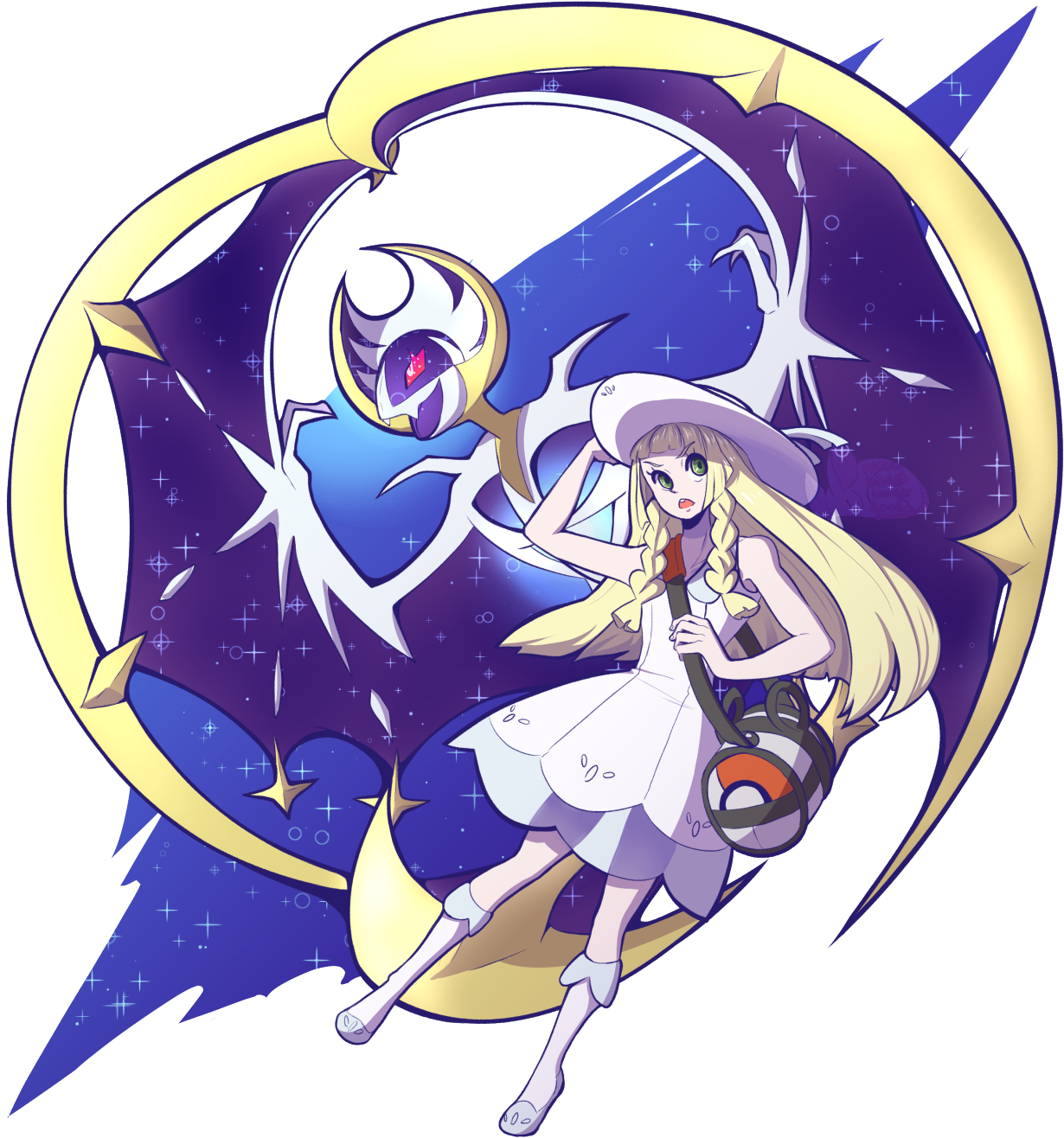 Lunala - Pokemon Sun And Moon Lillie And Lunala (1280x1376), Png Download