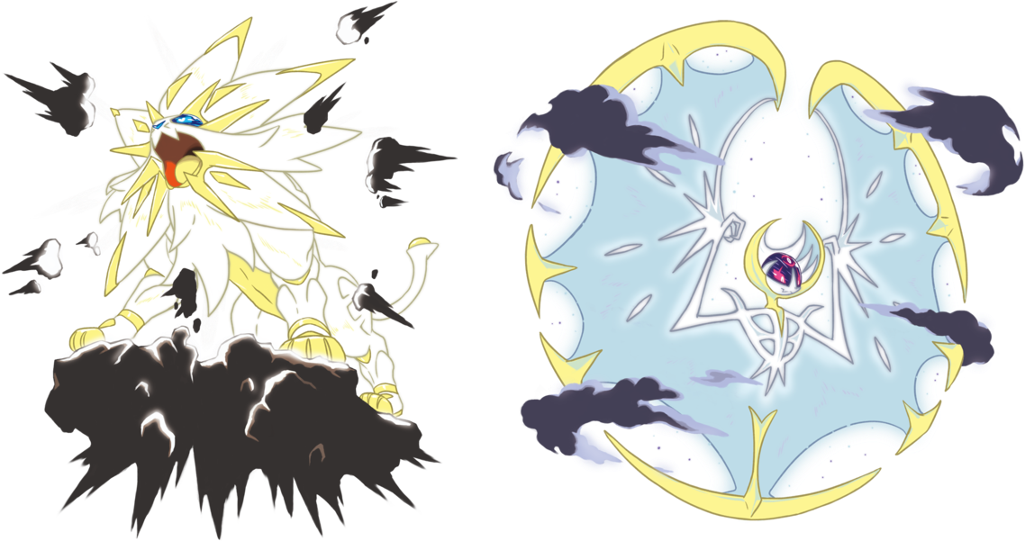 Image Image - Ultra Solgaleo And Lunala (1200x600), Png Download