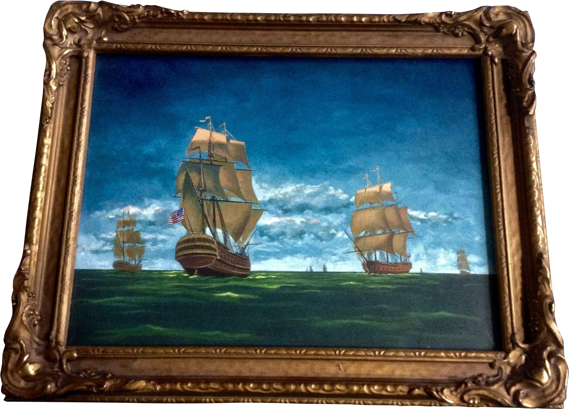 Seascape With 19th Century American Sailing Ships Watercolor - Watercolor Painting (1947x1947), Png Download