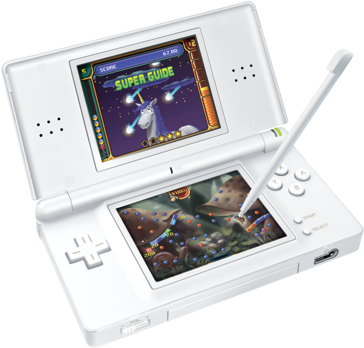 <cite>lumines</cite> Maker Brings <cite>peggle</cite> - White Nintendo Ds Lite Handheld Console (800x741), Png Download