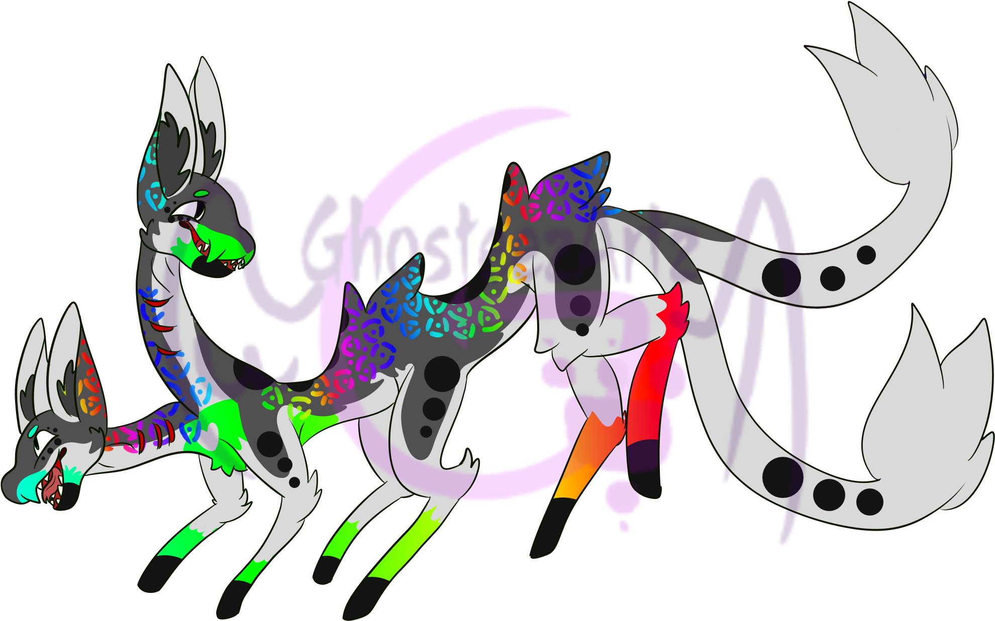 }•{aurora Borealis}•{ True Unique Odd Fur Plain Tail - Cartoon (2080x1280), Png Download