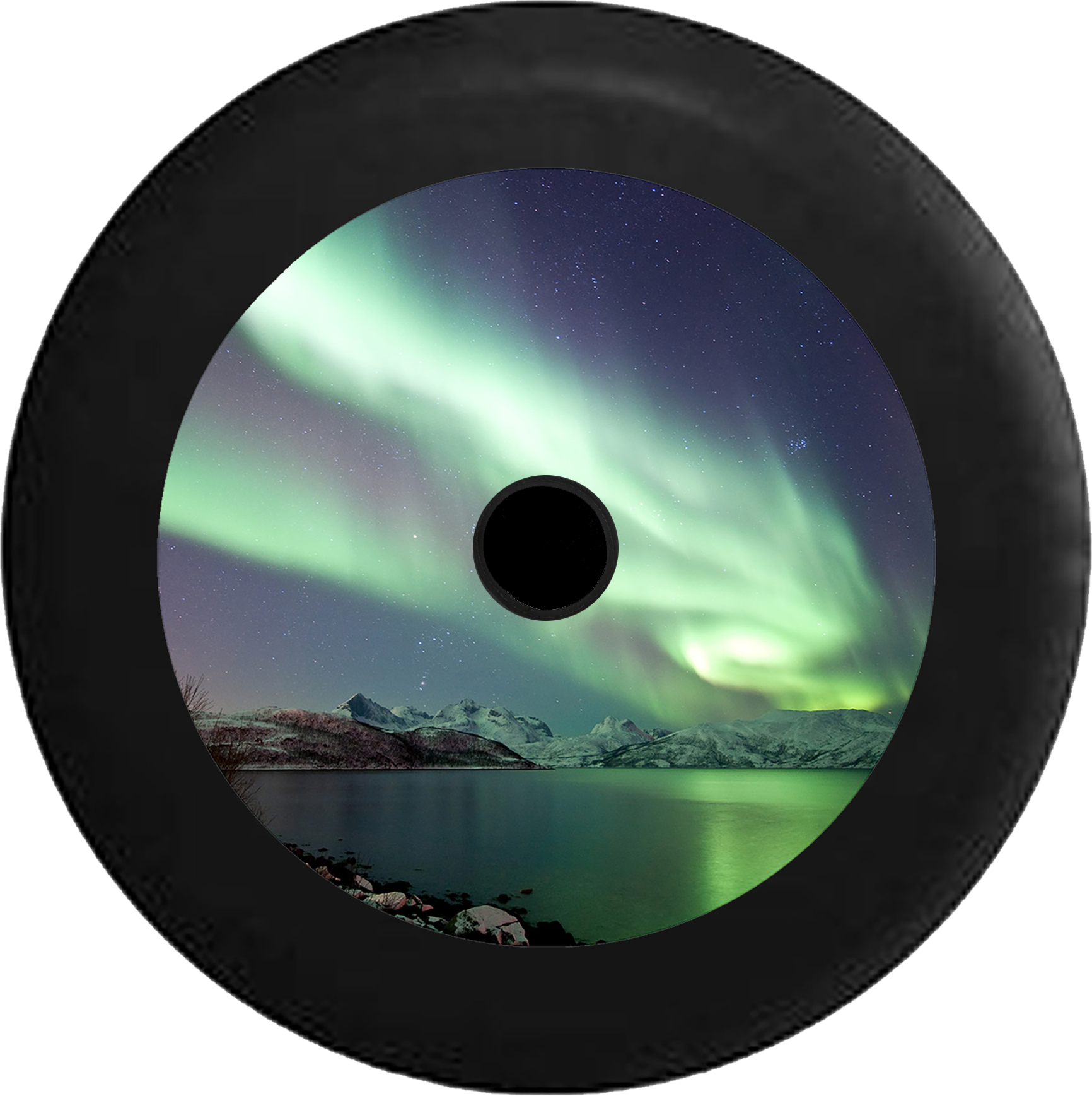 Jeep Wrangler Jl Backup Camera Aurora Borealis Over - Tirecoverpro Full Color Aurora Borealis Over Alaskan (1732x1737), Png Download