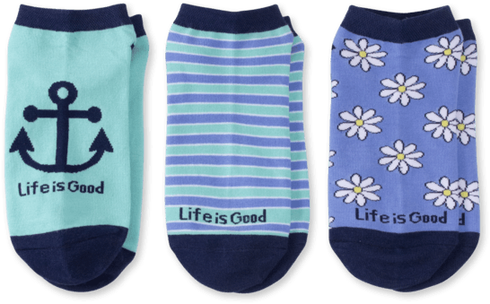 3-pack Women's Daisy & Anchor Low Cut Socks - Sock (570x570), Png Download