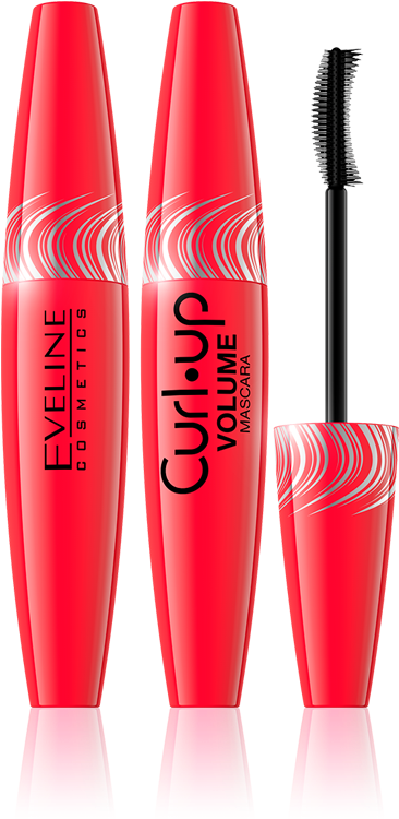 Curl Up Volume Mascara - Eveline Cosmetics Eveline Curl-up Volume Mascara Black (750x750), Png Download