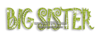 Green Big Sister Glitter Nailhead Iron On Transfer - Calligraphy (450x450), Png Download