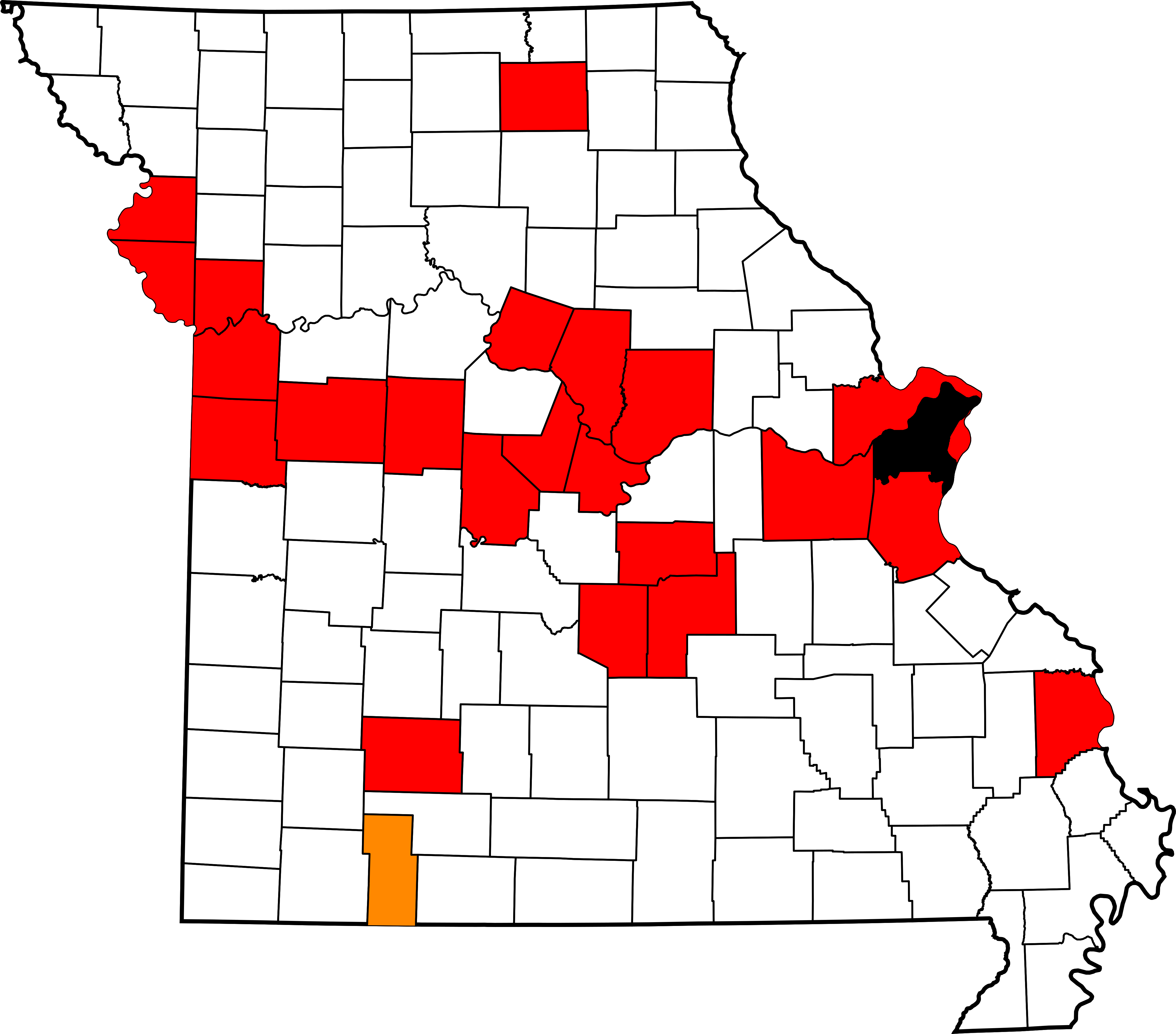Clip Royalty Free Library File H N By County Wikimedia - Missouri Map Png (4659x4096), Png Download