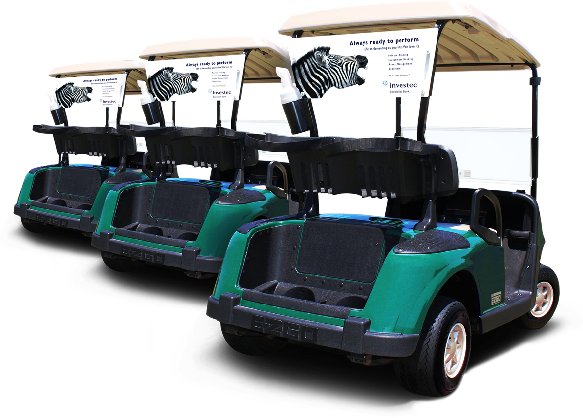 Distinctive Advertising On Selected Golf Estates And - Golf Cart Branding Png (1181x1007), Png Download