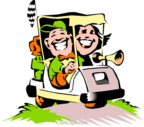Cartoon Golf Cart - Couple In Golf Cart Cartoon (480x424), Png Download
