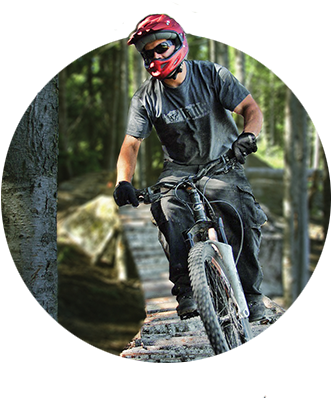 Mountain Biker Rides On Narrow Wooden Plank Path Through - Mt. Hood Skibowl (400x400), Png Download