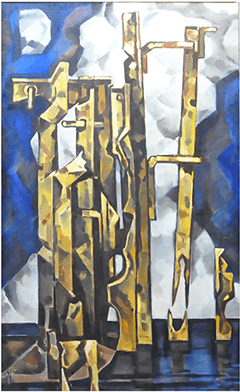 “young Man With Stereo” Oil On Canvas - Modern Art (417x417), Png Download