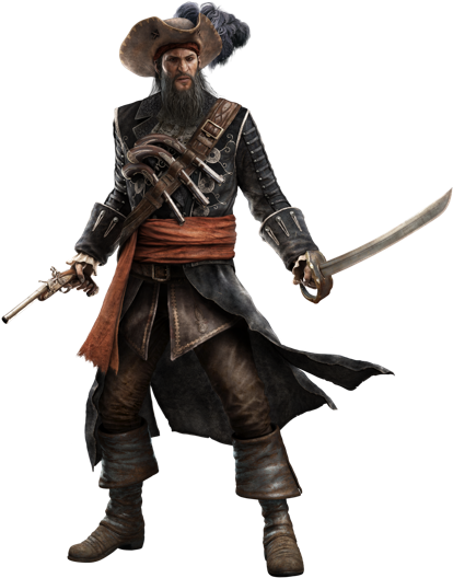 Black Flag Features "systemic Gameplay" In A "true - Assassins Creed Black Flag Blackbeard Png (480x600), Png Download