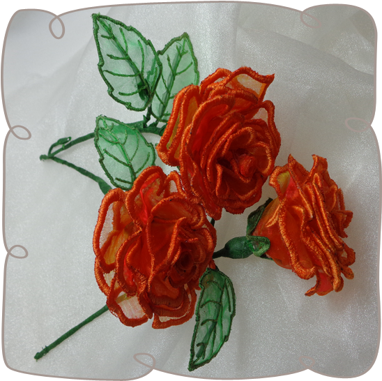 3d Organza Rose Large - 3d Roses Embroidery (580x580), Png Download