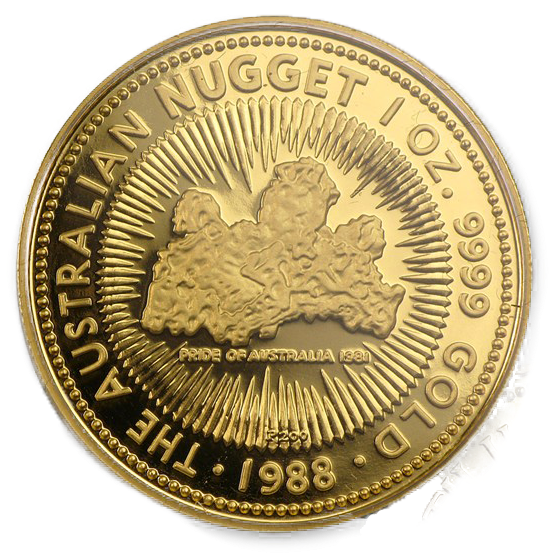Australian Nugget Gold Coin - Australian Nugget 1 Oz 1988 (573x585), Png Download