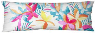 Watercolor Exotic Flowers And Leaves Background - Soil (400x400), Png Download