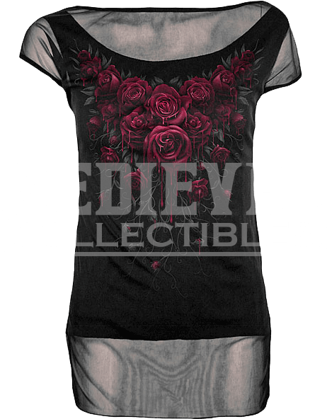 Blood Rose 2 In 1 Womens Mesh T Shirt - Spiral Direct Blood Rose Fleece Blanket (150 X 200cm) (600x600), Png Download