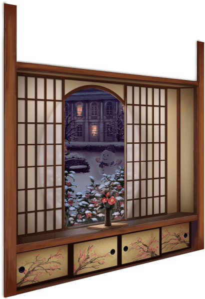 Winter Snow-viewing Windows - Shōji (1136x640), Png Download