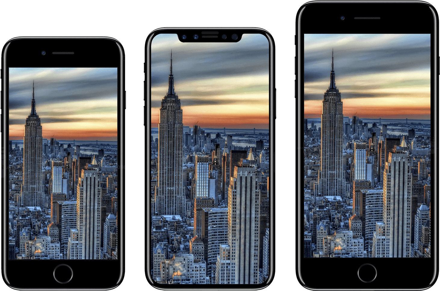 3 Iphones Beside Each Other - Iphone 8 A Iphone X (1600x1051), Png Download