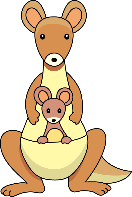 Kangaroo Clipart - Kangaroo And Baby Clipart (425x633), Png Download