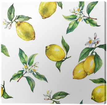 The Seamless Pattern Of The Branches Of Fresh Citrus - Watercolor Painting (400x400), Png Download