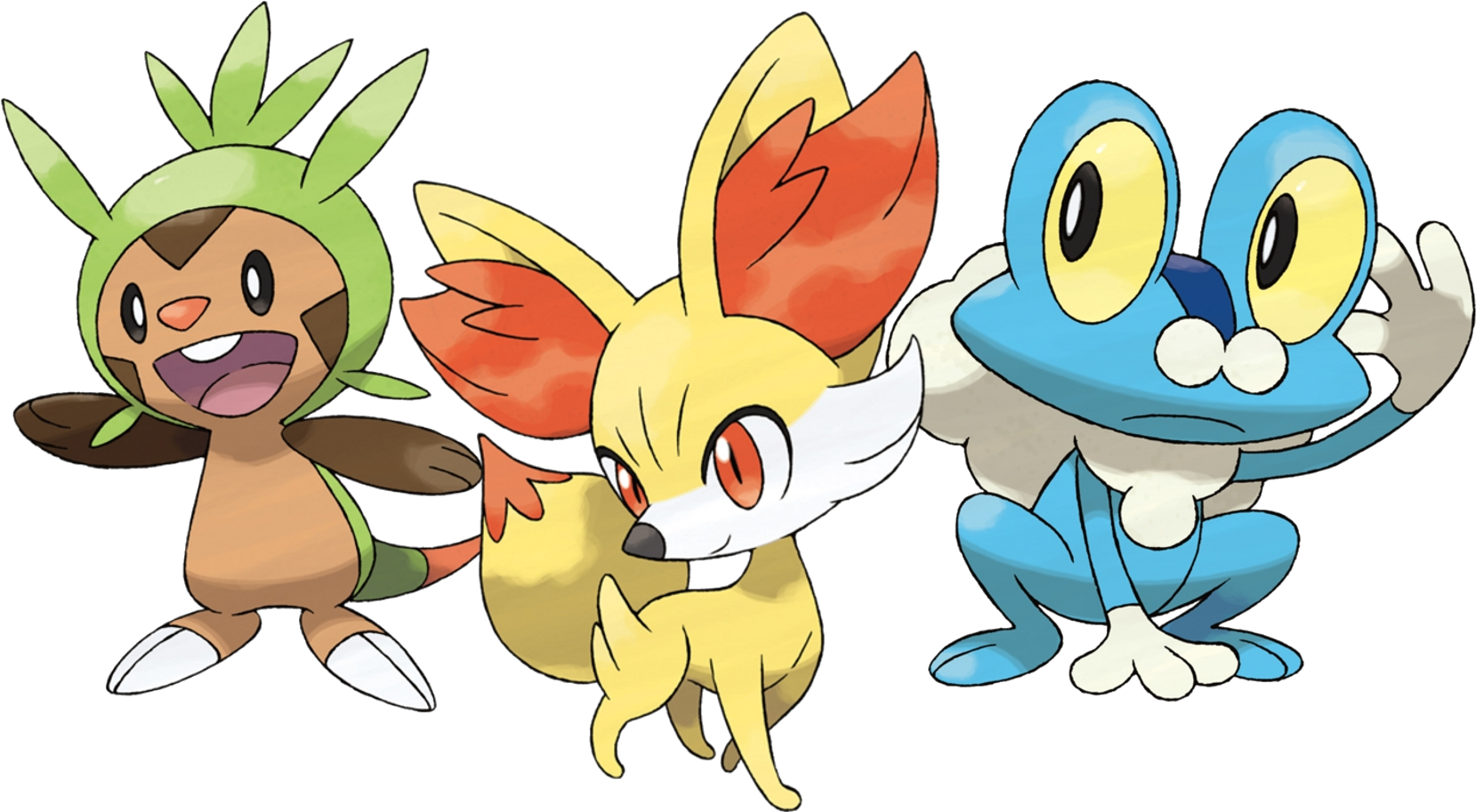 Kalos Starters - Pokemon 6 Generation Starter (1739x947), Png Download