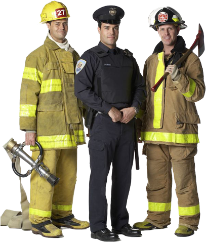 Police And Fireman - Police And Firefighters (412x500), Png Download
