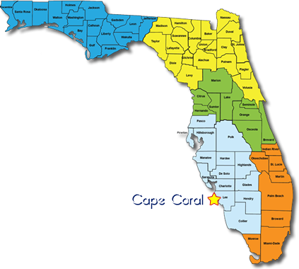 Image Result For Cape Coral Map - Universe Realty Group (423x380), Png Download