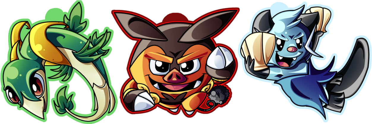 Pokemon Gen 5 Starter Chains - Cartoon (1280x419), Png Download