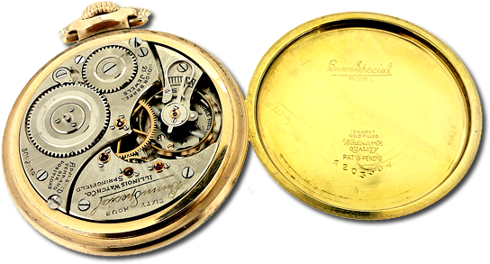 Case A Little Examples Of Vintage Illinois Pocket Watches - Pocket Watch (570x350), Png Download