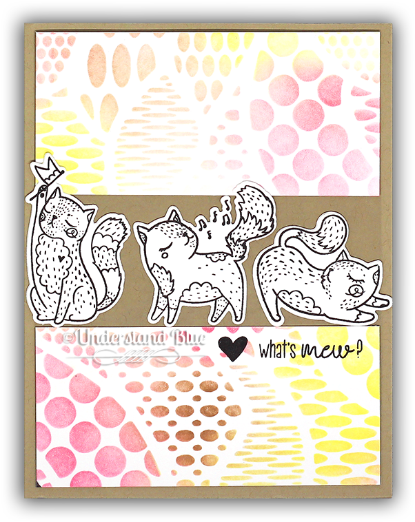 Stenciled Cats Card By Understand Blue - Blue (650x803), Png Download