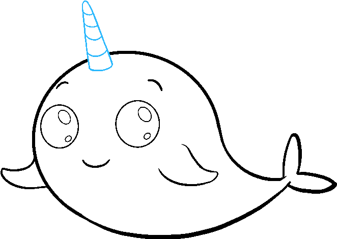 How To Draw Cute Narwhal - Narwhal (680x678), Png Download