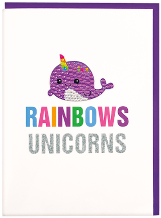 Card With Rhinestone Decal-narwhal - Decal (480x480), Png Download