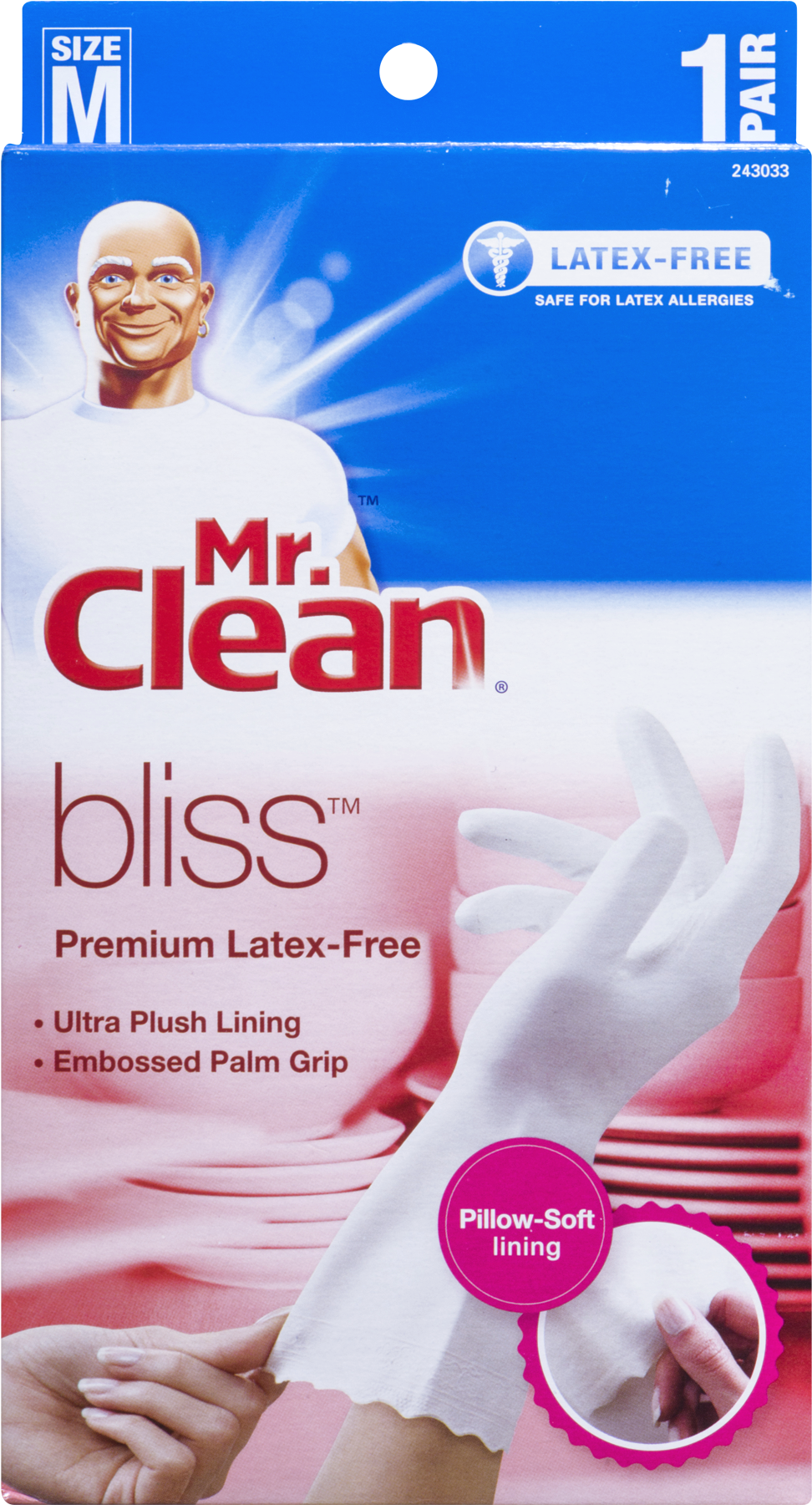 Clean 243033 Bliss Premium 1 Pair Latex Free Gloves, - Mr. Clean Bliss Premium Latex-free Gloves, Large, 2 (1800x1800), Png Download