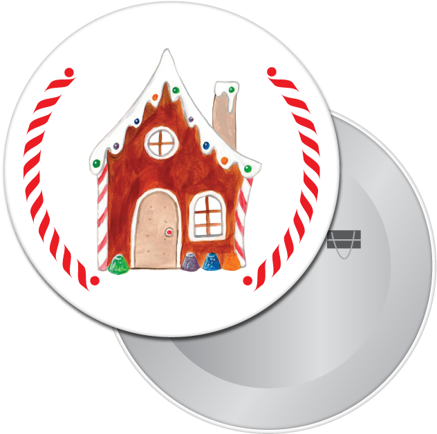 Gingerbread House Button / Magnet - Gingerbread House (720x720), Png Download