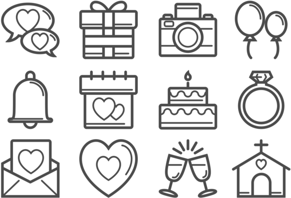 Ícones Linha Fina Boda - Wedding (700x490), Png Download