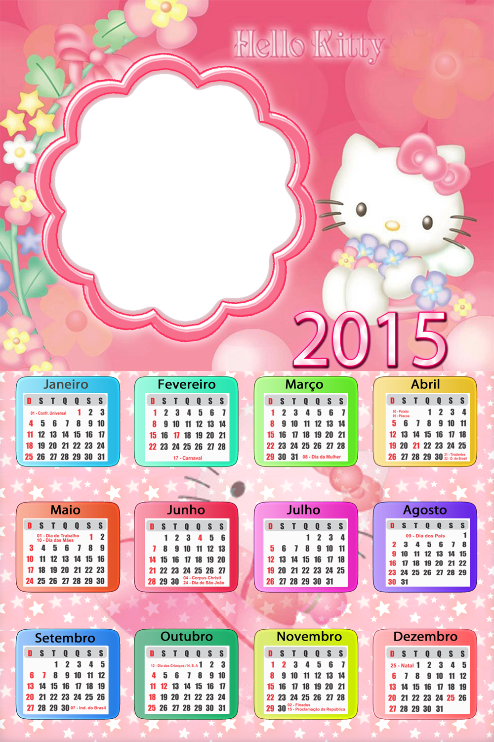 Moldura Helly Kitty 2015 - Hello Kitty Kalender 2019 (1000x1500), Png Download